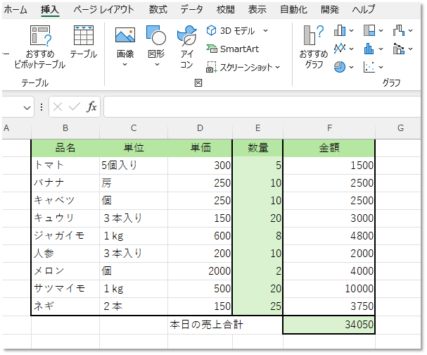 計算方法の設定を＜自動＞に設定して計算式の結果が正しく表示されました