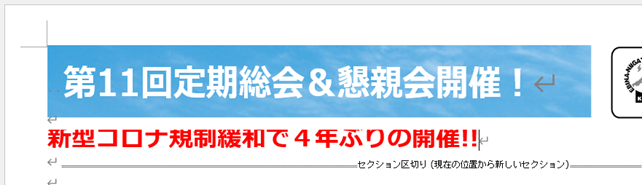 タイトルセクションと見出し文字列
行間固定値より小さい場合は文字列が欠損する