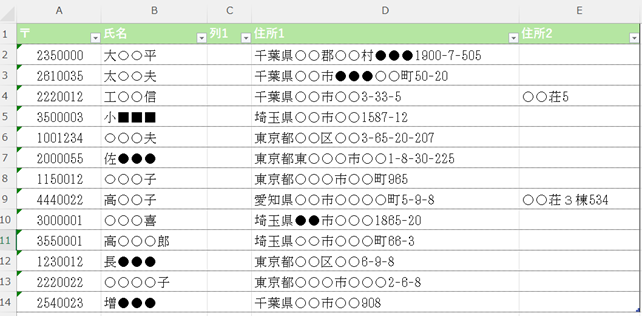 Wordの差込印刷に使用する宛名リスト完成版