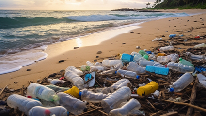 海洋汚染の現状　海岸に打ち上げられたプラスチックごみ