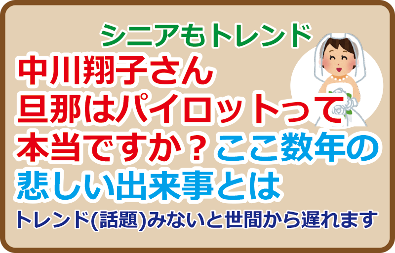 中川翔子さん旦那はパイロットって本当ですか？ここ数年の悲しい出来事とは