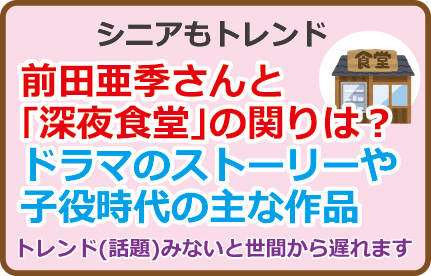 前田亜季さんと「深夜食堂」の関りは？ドラマのストーリーや子役時代の主な作品