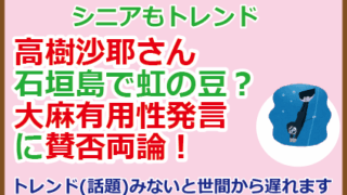 高樹沙耶さん石垣島で虹の豆？大麻有用性発言に賛否両論！