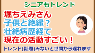 堀ちえみさん子供と絶縁？壮絶病歴経て現在の活動すごい！