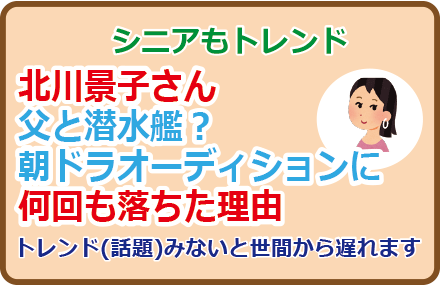 北川景子さん父と潜水艦？朝ドラオーディションに何回も落ちた理由