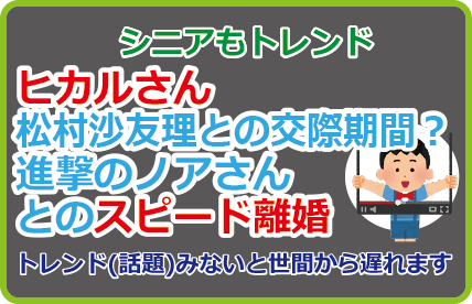 ヒカルさん松村沙友理との交際期間？進撃のノアさんとのスピード離婚