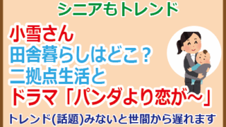 小雪さん田舎暮らしはどこ？二拠点生活とドラマ「パンダより恋が～」